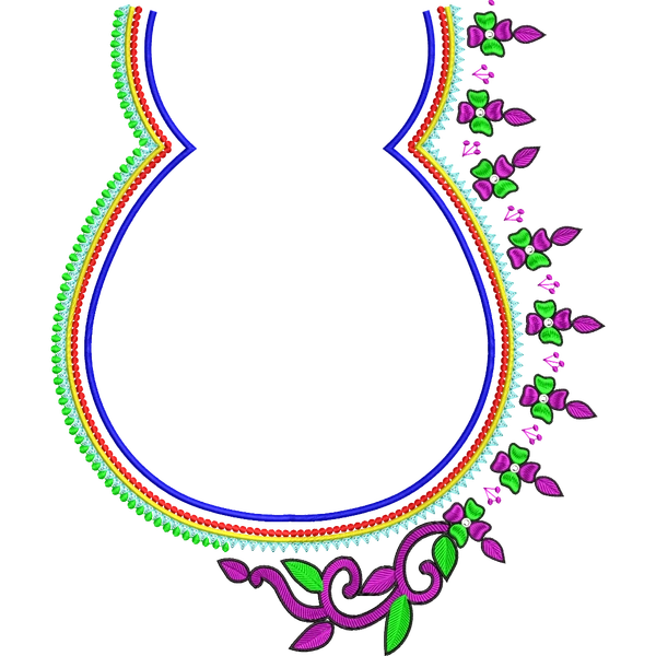 Blouse Design No :MSM - 982 - Simple Border, Pot Neck