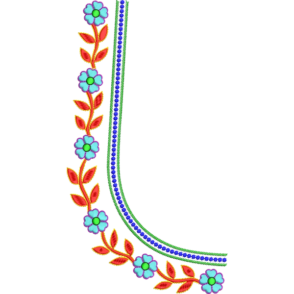 Blouse Design No :AE-016 - Border With Butta, U Shape