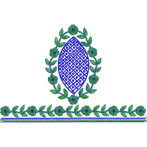 Blouse Design No :AE-016 - Border With Butta, U Shape