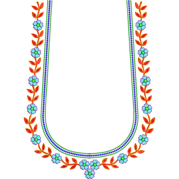 Blouse Design No :AE-016 - Border With Butta, U Shape