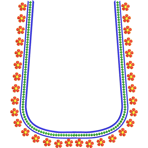 Blouse Design No : AE-008 - Simple Border, U Shape