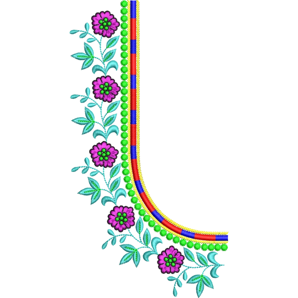 Blouse Design No :MSM - 157 - Simple Border, U Shape