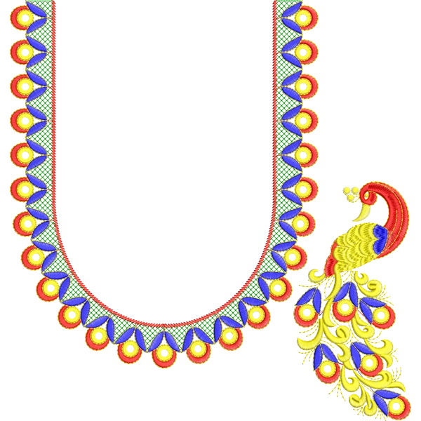 Blouse Design No :MSM - 190 - U Shape, Mirror Work, Simple Border