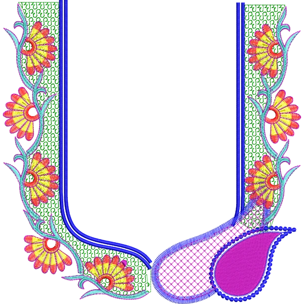 Blouse Design No :MSM - 348 - Simple Border, U Shape