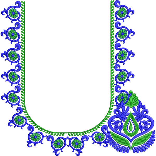 Blouse Design No :MSM - 349 - Simple Border, U Shape