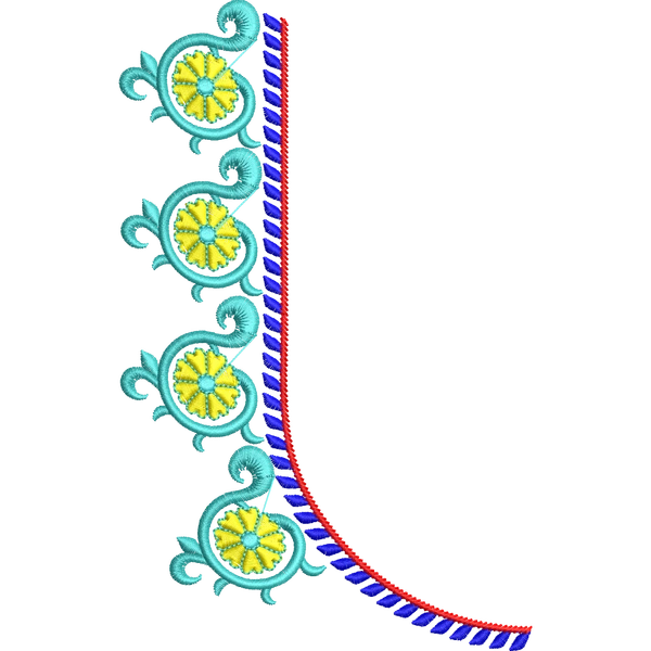 Blouse Design No :MSM - 349 - Simple Border, U Shape