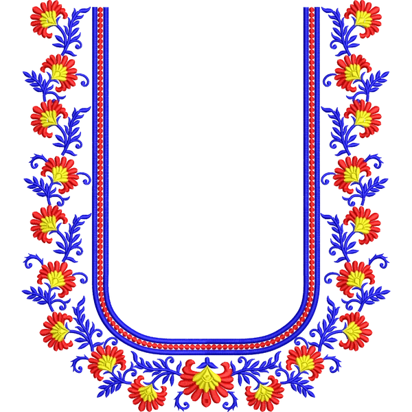 Blouse Design No : AE-007 - Simple Border, U Shape