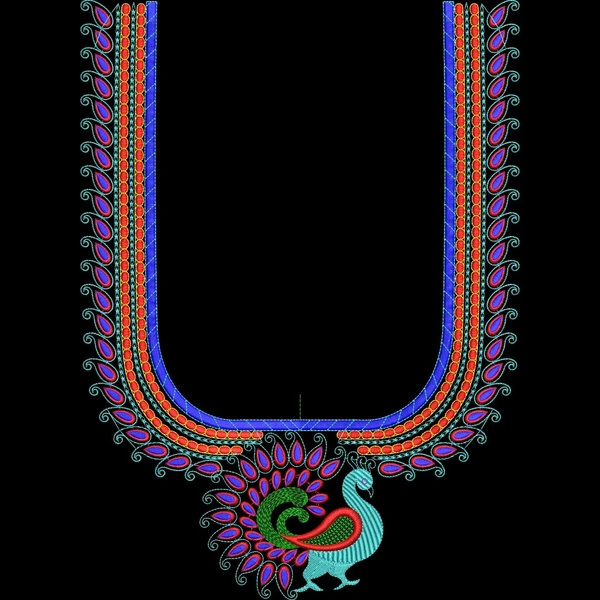 Blouse Design No MSM-058 - Simple Border, U Shape