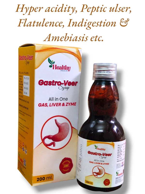Gastroveer Syrup - 200ml, GAS, LIVER & ZYME SYRUP (3 IN 1)