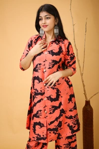 Arihant Creations Poly Rayon Printed Co-ord Set for Women – Comfortable and Stylish - L