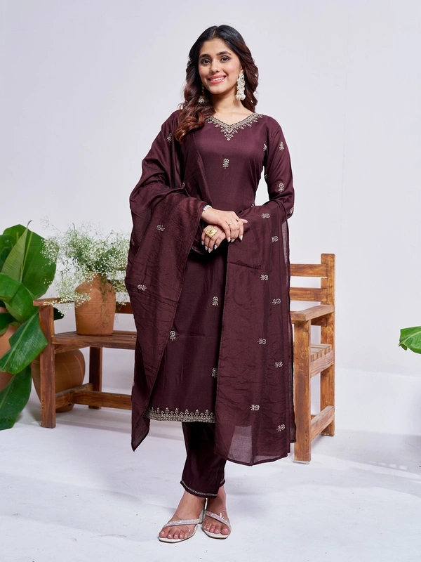 Arihant Creations Rayon Embroidered Kurti Pant Dupatta - XL