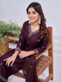 Arihant Creations Rayon Embroidered Kurti Pant Dupatta - XL