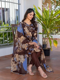 Arihant Creations Cotton Blend Printed Kurti Pant Dupatta Set - M