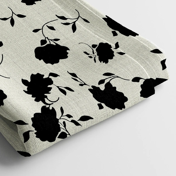 Linen Cotton Digital Print Fabric  | 44 Width, Unstitched, Poly Blend