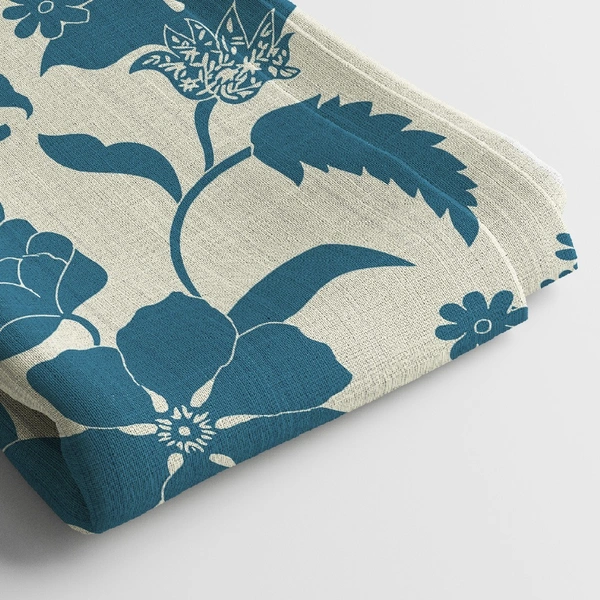 Linen Cotton Digital Print Fabric  | 44 Width, Unstitched, Poly Blend