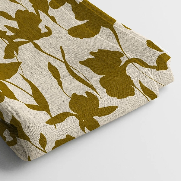 Linen Cotton Digital Print Fabric  | 44 Width, Unstitched, Poly Blend