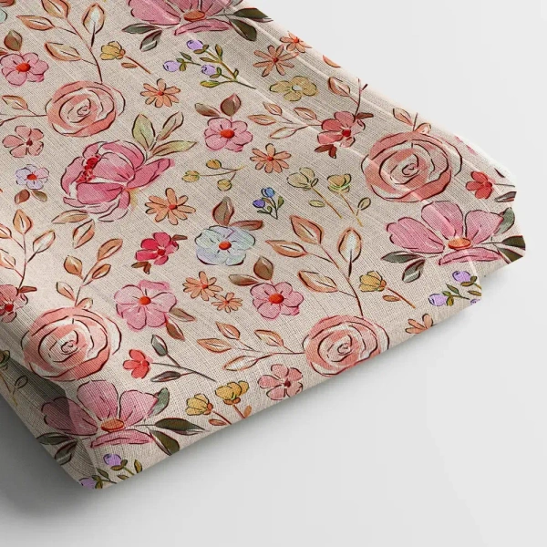 Arihant Creations Linen Cotton Digital Print Fabric 2.5 MTR | 44 Width, Unstitched - Linen 2.5 MTR