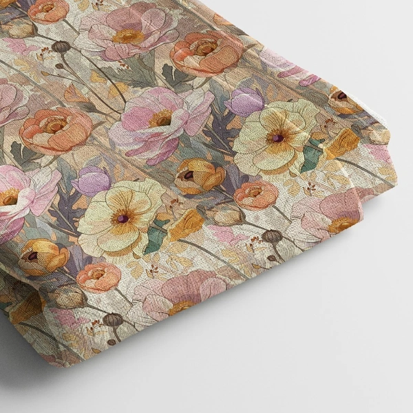 Arihant Creations Linen Cotton Digital Print Fabric  | 44 Width, Unstitched, Poly Blend - Linen