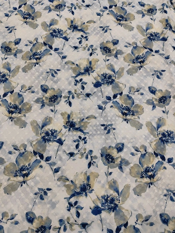 Arihant Creations Poly Cotton Chikankari Digital Print Fabric - Unstitched