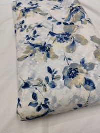 Arihant Creations Poly Cotton Chikankari Work Digital Print Fabric - Unstitched