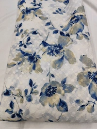 Arihant Creations Poly Cotton Chikankari Work Digital Print Fabric - Unstitched