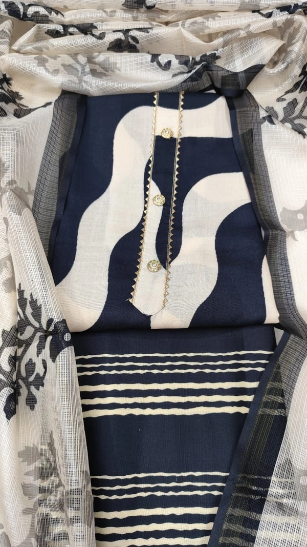 Arihant Creations Cotton Blend Printed Suit Set with Kota Doria Dupatta For Women’s Unstitched(Top 2.5m | Bottom 2.5m | Dupatta 2.25m)