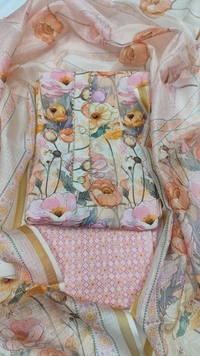 Arihant Creations Cotton Blend Printed Suit Set with Kota Doria Dupatta For Women’s Unstitched(Top 2.5m | Bottom 2.5m | Dupatta 2.25m)