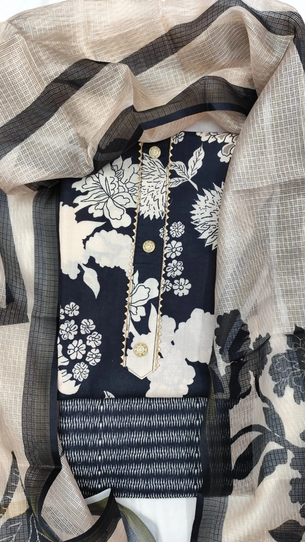 Arihant Creations Cotton Blend Printed Suit Set with Kota Doria Dupatta For Women’s Unstitched(Top 2.5m | Bottom 2.5m | Dupatta 2.25m)