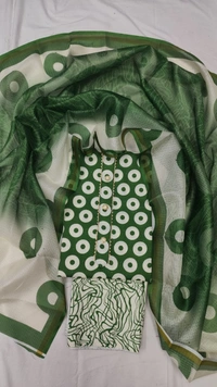 Arihant Creations Cotton Blend Printed Suit Set with Kota Doria Dupatta For Women’s Unstitched(Top 2.5m | Bottom 2.5m | Dupatta 2.25m)