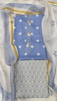 Arihant Creations Cotton Blend Printed Suit Set with Kota Doria Dupatta For Women’s Unstitched(Top 2.5m | Bottom 2.5m | Dupatta 2.25m)