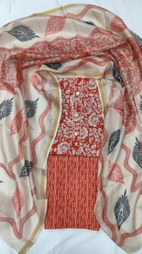 Arihant Creations Cotton Blend Printed Suit Set with Kota Doria Dupatta For Women’s Unstitched(Top 2.5m | Bottom 2.5m | Dupatta 2.25m)