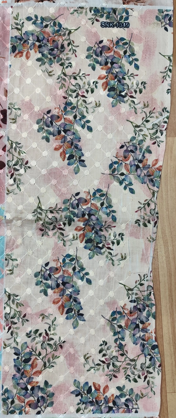 Arihant Creations Poly Cotton Chikankari Digital Print Fabric - Unstitched