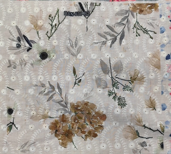 Arihant Creations Poly Cotton Chikankari Digital Print Fabric - Unstitched