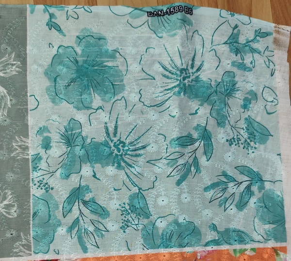 Arihant Creations Poly Cotton Chikankari Digital Print Fabric - Unstitched