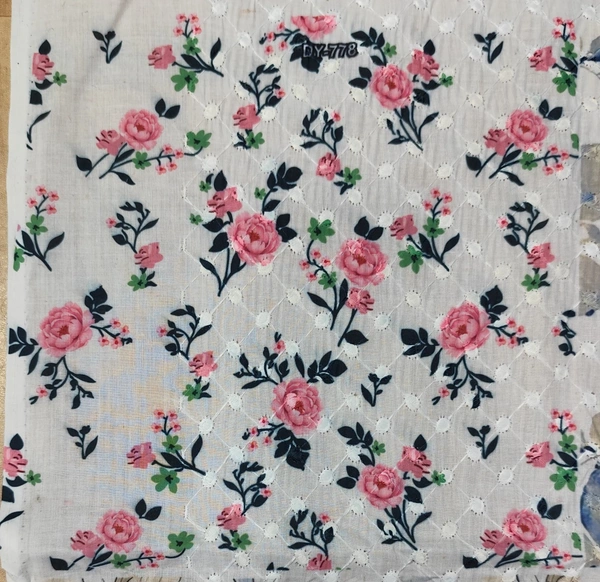 Arihant Creations Poly Cotton Chikankari Digital Print Fabric - Unstitched