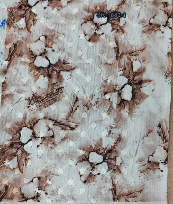 Arihant Creations Poly Cotton Chikankari Digital Print Fabric - Unstitched