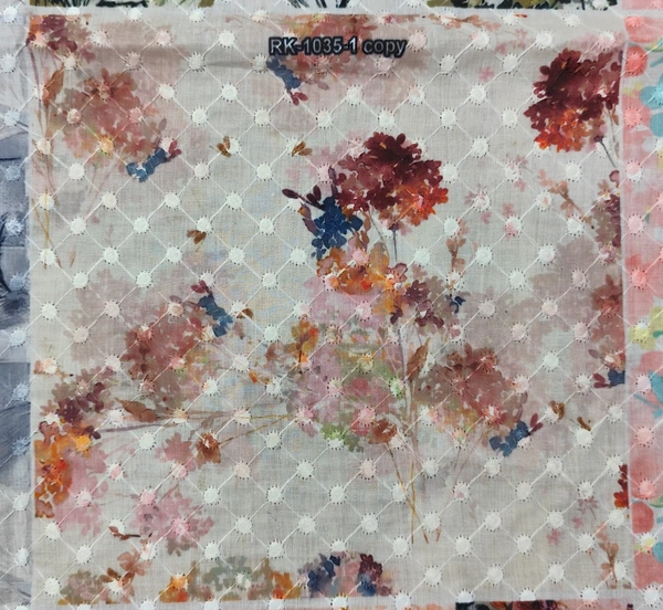 Arihant Creations Poly Cotton Chikankari Digital Print Fabric - Unstitched