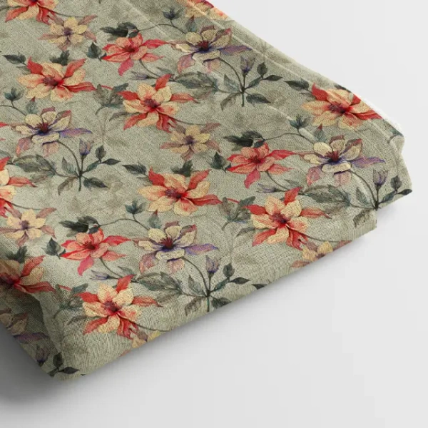 Arihant Creations Muslin Digital Printed Fabric  | Poly Blend, 44 Width, Unstitched - Muslin