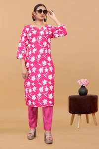 Arihant Creations Women's Cotton Digital Printed Kurta Pant Set - Breathable, Soft & Ready-to-Wear - L