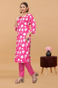 Arihant Creations Women's Cotton Digital Printed Kurta Pant Set - Breathable, Soft & Ready-to-Wear - L