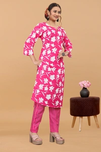 Arihant Creations Women's Cotton Digital Printed Kurta Pant Set - Breathable, Soft & Ready-to-Wear - L