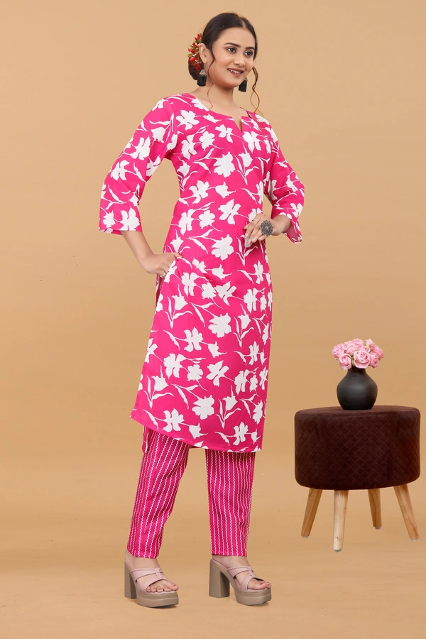 Arihant Creations Women's Cotton Digital Printed Kurta Pant Set - Breathable, Soft & Ready-to-Wear - L