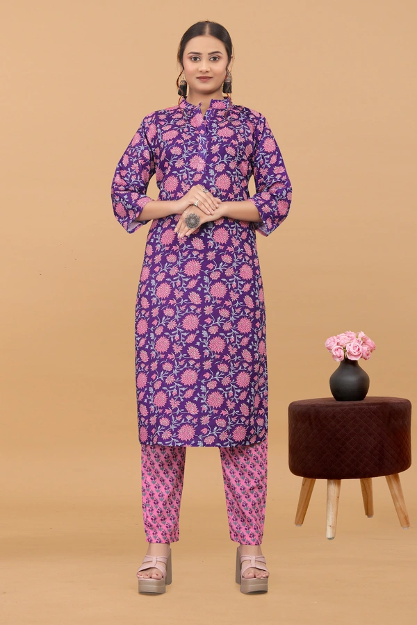 Arihant Creations Women's Cotton Digital Printed Kurta Pant Set - Soft, Breathable & Ready-to-Wear - L