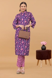 Arihant Creations Women's Cotton Digital Printed Kurta Pant Set - Soft, Breathable & Ready-to-Wear - L