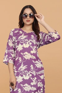 Arihant Creations Women's Purple Cotton Digital Printed Kurti & Pant Set - Comfortable & Stylish - XXL