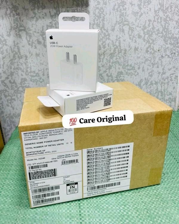 Apple 20W Power Adapter OG 100% Fast Charging 1 min 2% - White, 20W Dock China QR