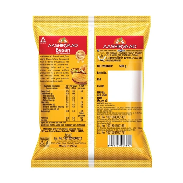 Aashirvaad, 100% Chana Dal Besan, 500g - 500 Gm