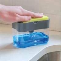 2-in-1 Soap Dispenser for Kitchen and Sponge Holder Dish Soap Dispenser Kitchen Sink dishwashing for Dishwasher Liquid Holder Instant Refill Durable (Soap Dispenser) Plastic (Square) - 10L x 10W x 10H Centimeters