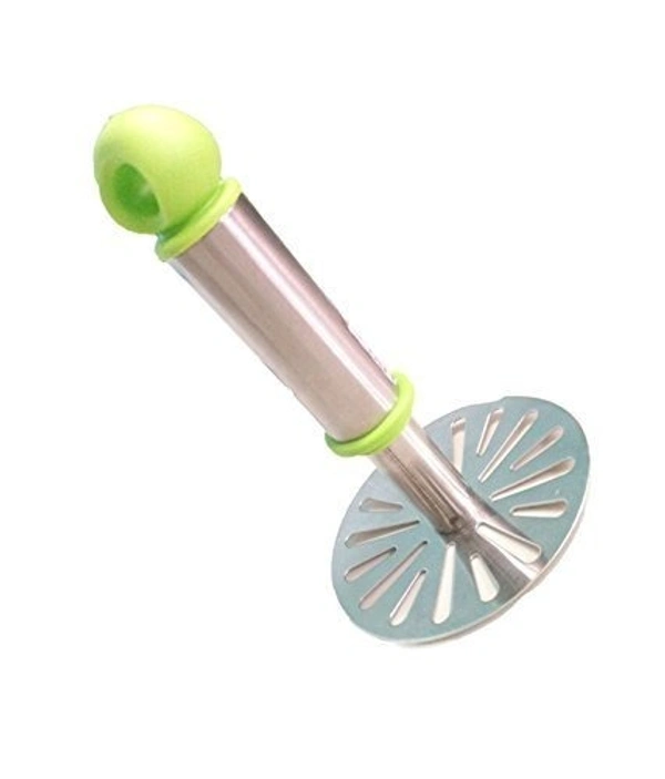 Stainless Steel Potato Crusher Vegetable Smasher Pav Bhaji Masher with Handle for Effortless Kitchen Uses (Pack of 1, Assorted) - 50 x 31 x 27.2 Centimeters Size 3 - 8.5 cms large, Green