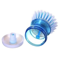 Dish/Washbasin Plastic Cleaning Brush with Liquid Soap Dispenser, Multicolour (pack of 3) - 10L x 10W x 10H Centimeters